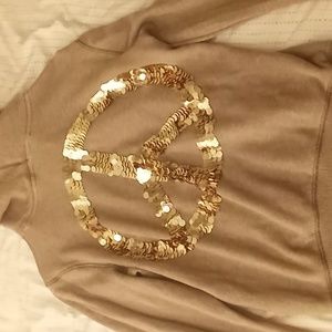 VS Pink Peace Sign Sequin Zip up Hoodie